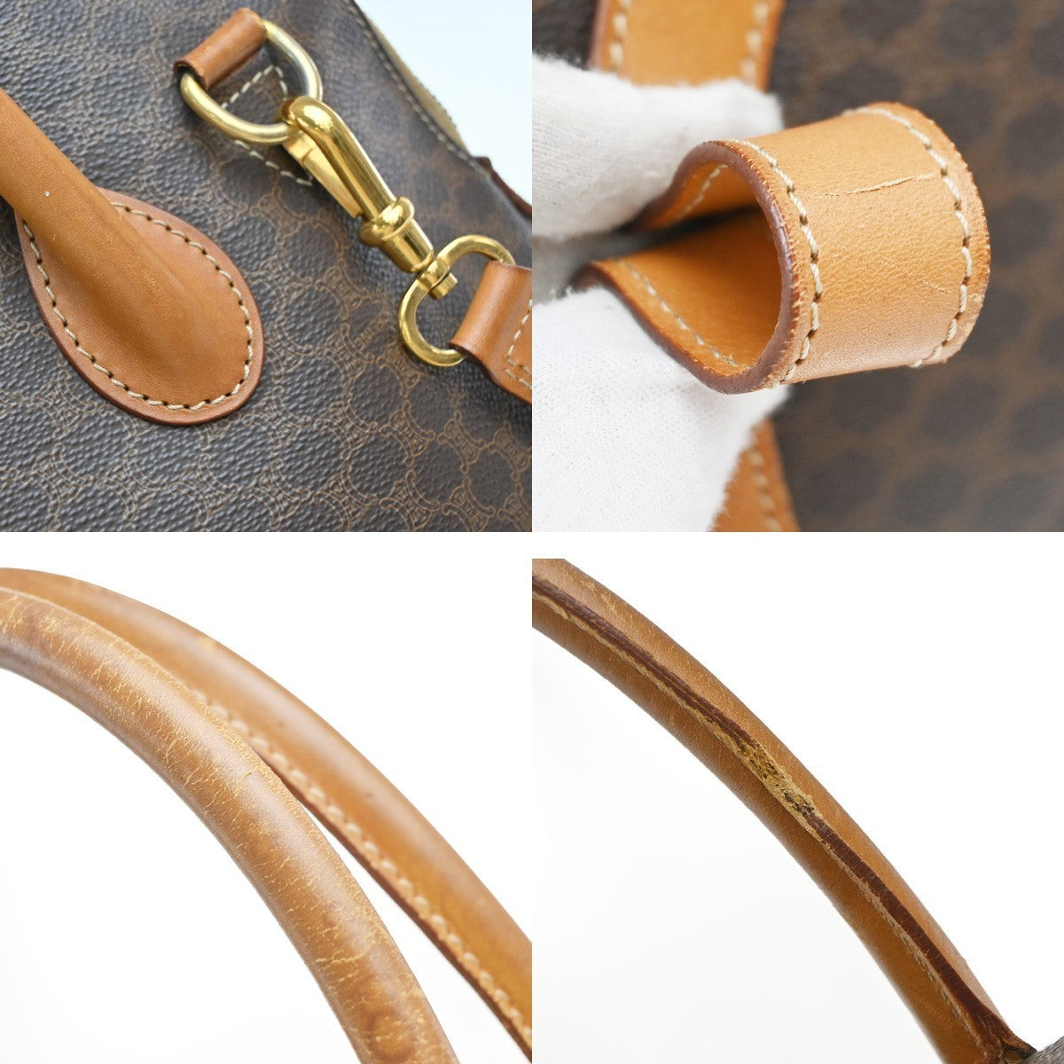 CELINE Logo Macadam 2Way Shoulder Hand Bag PVC Leather Brown GHW Italy 31KP442