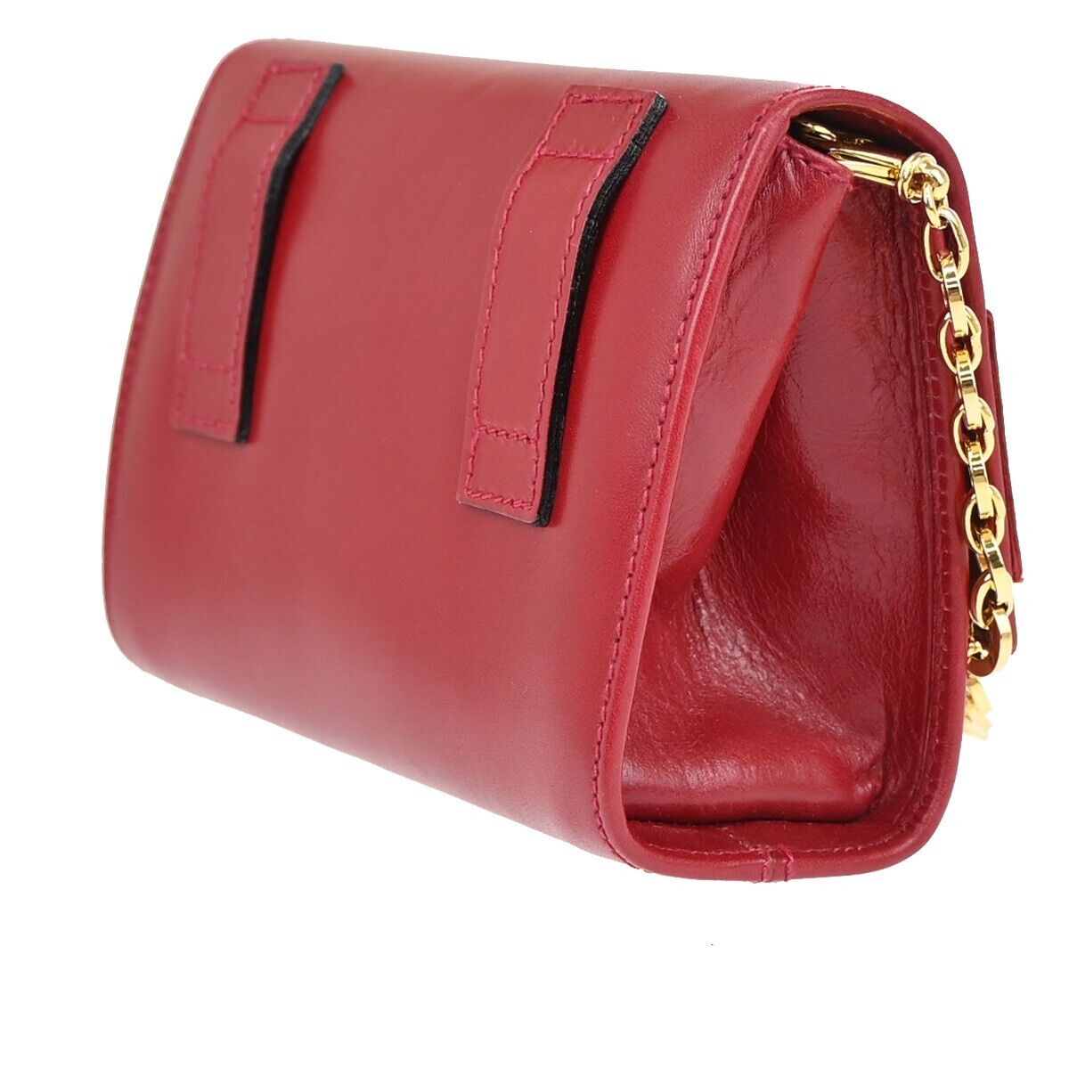 SALVATORE FERRAGAMO Vara 2Way Chain Mini Shoulder Clutch Bag Leather Red 31EA933