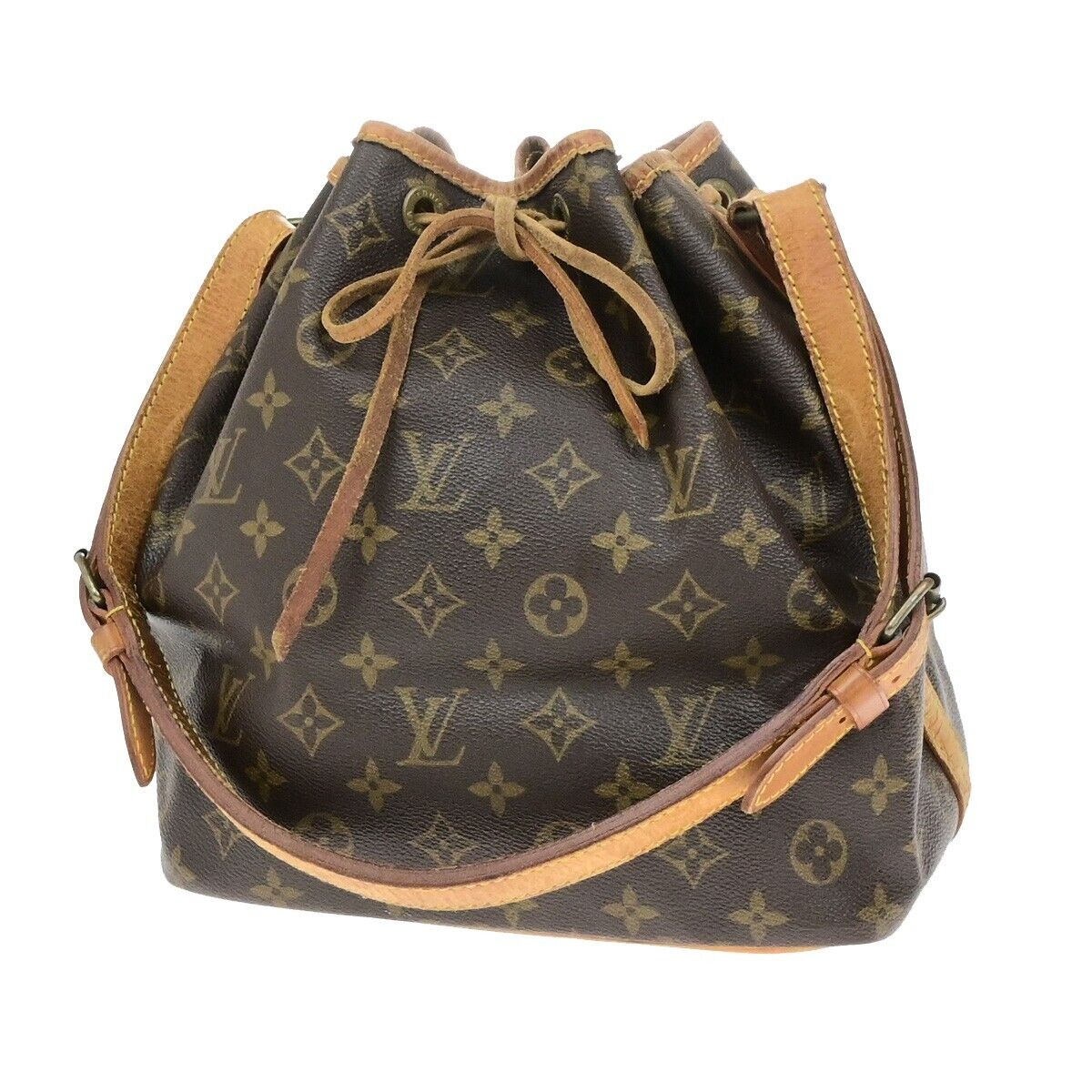 LOUIS VUITTON Petit Noe Drawstring Shoulder Bag Monogram Leather M42226 62ED926
