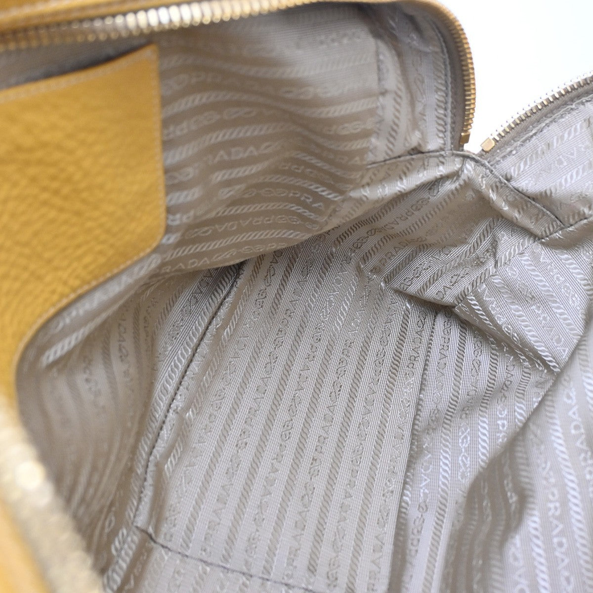 PRADA 2Way Shoulder Hand Tote Bag Vitello Daino Leather Yellow GHW 14DA189