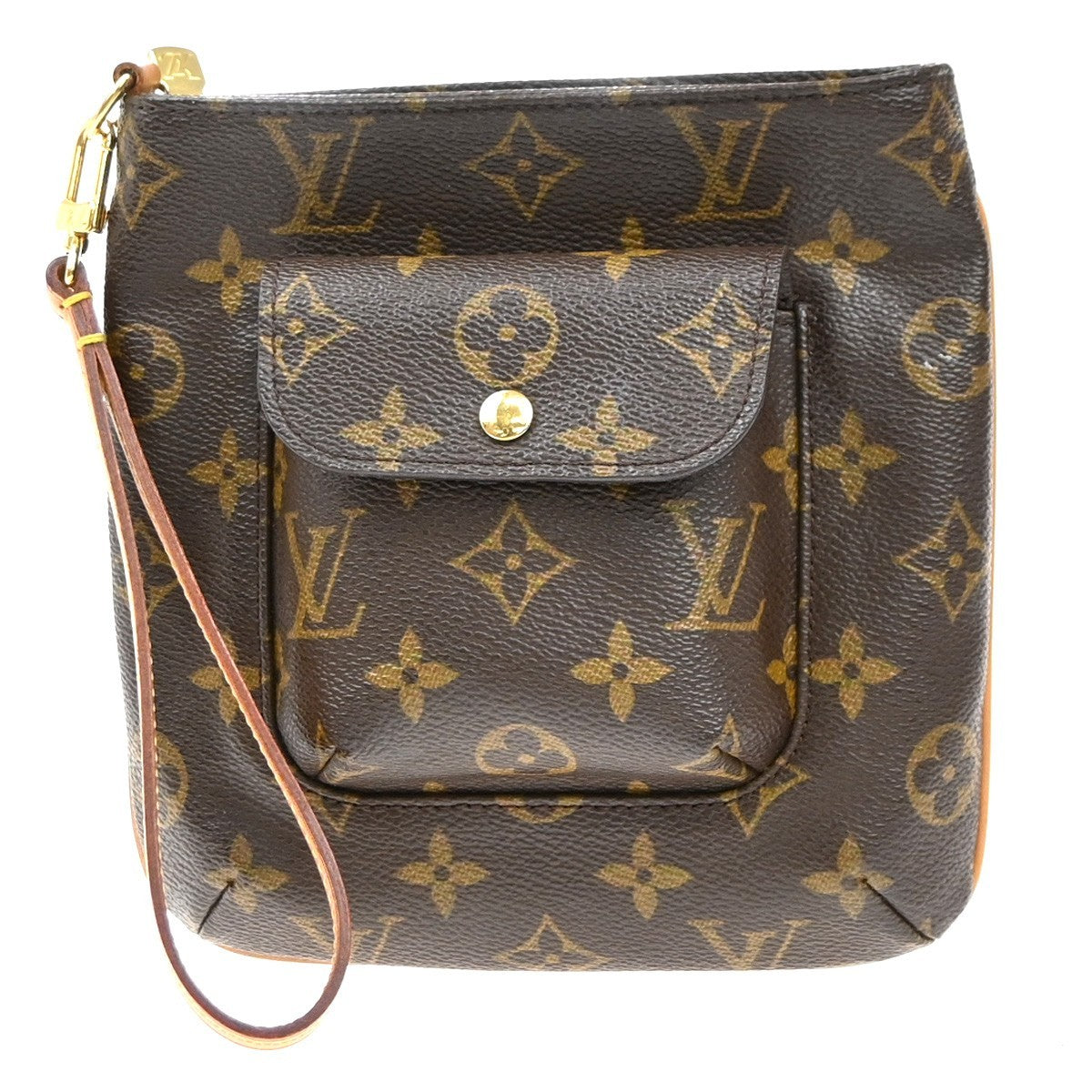 LOUIS VUITTON Logo Partition Pouch Bag Monogram Leather Brown M51901 76KP314
