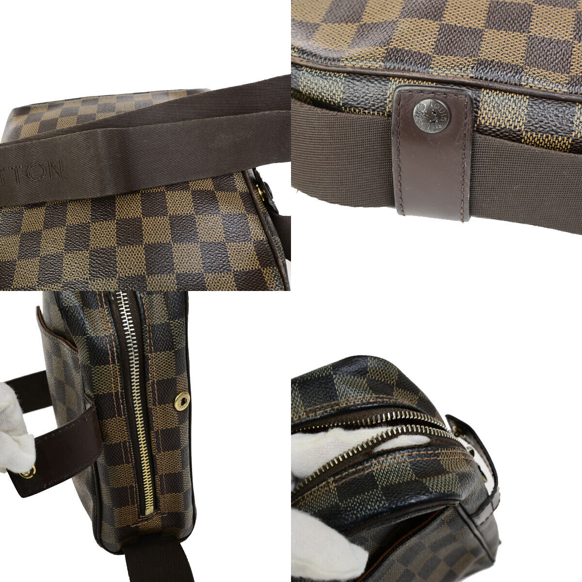 LOUIS VUITTON Olav PM Shoulder Bag Damier Ebene Leather Brown N41442 69YG638