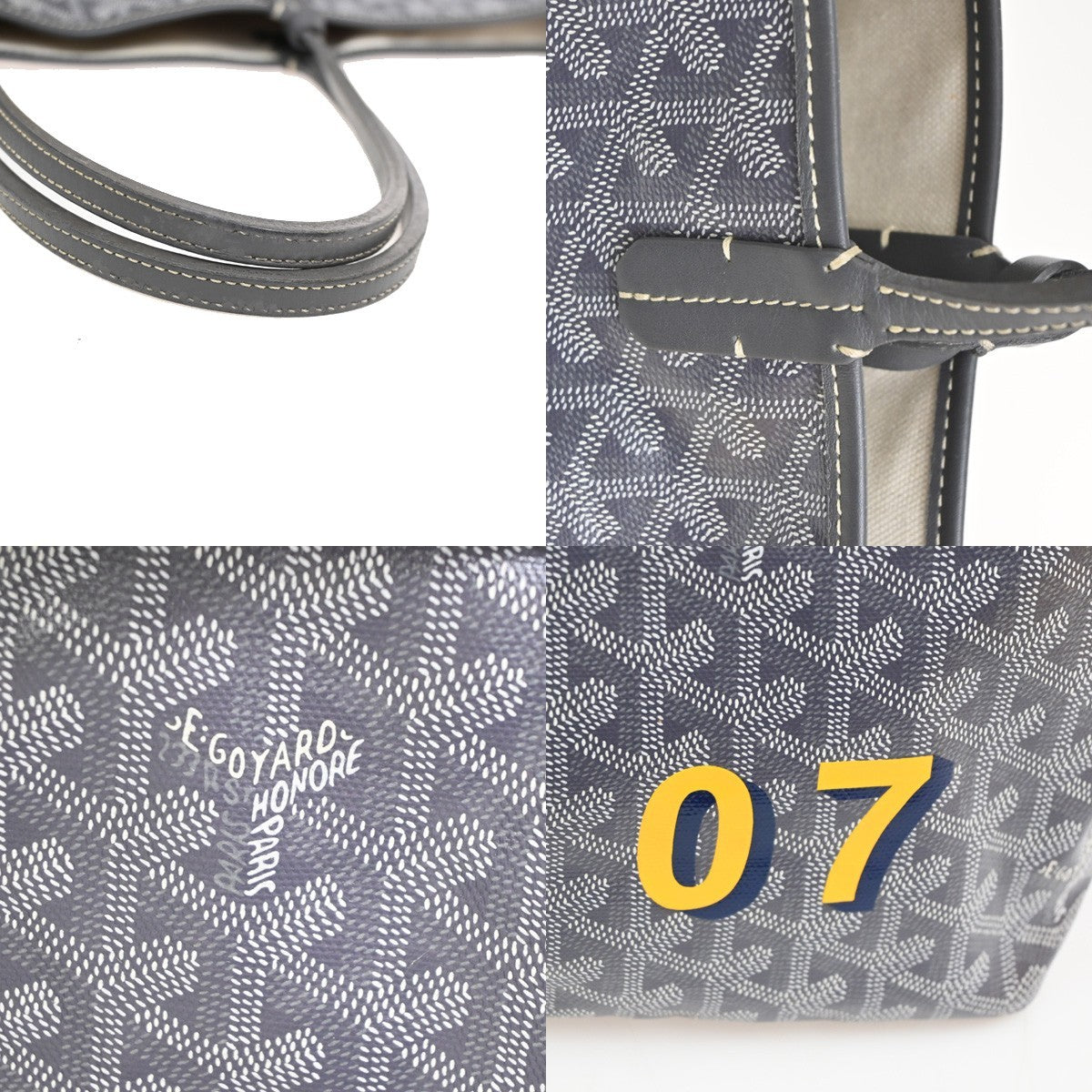 GOYARD Saint Louis PM Marquage  Shoulder Tote Bag Pouch Gray Canvas 640RL920