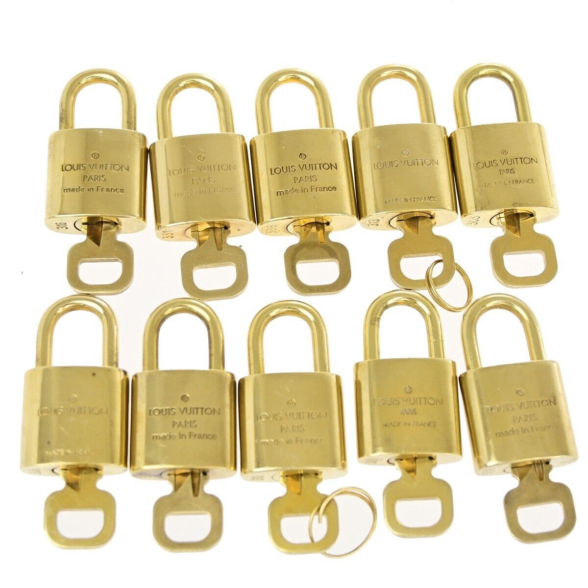 LOUIS VUITTON LV 10 SET PADLOCK KEY BAG CHARM CADENA GOLD PLATED FRANCE 30SH831