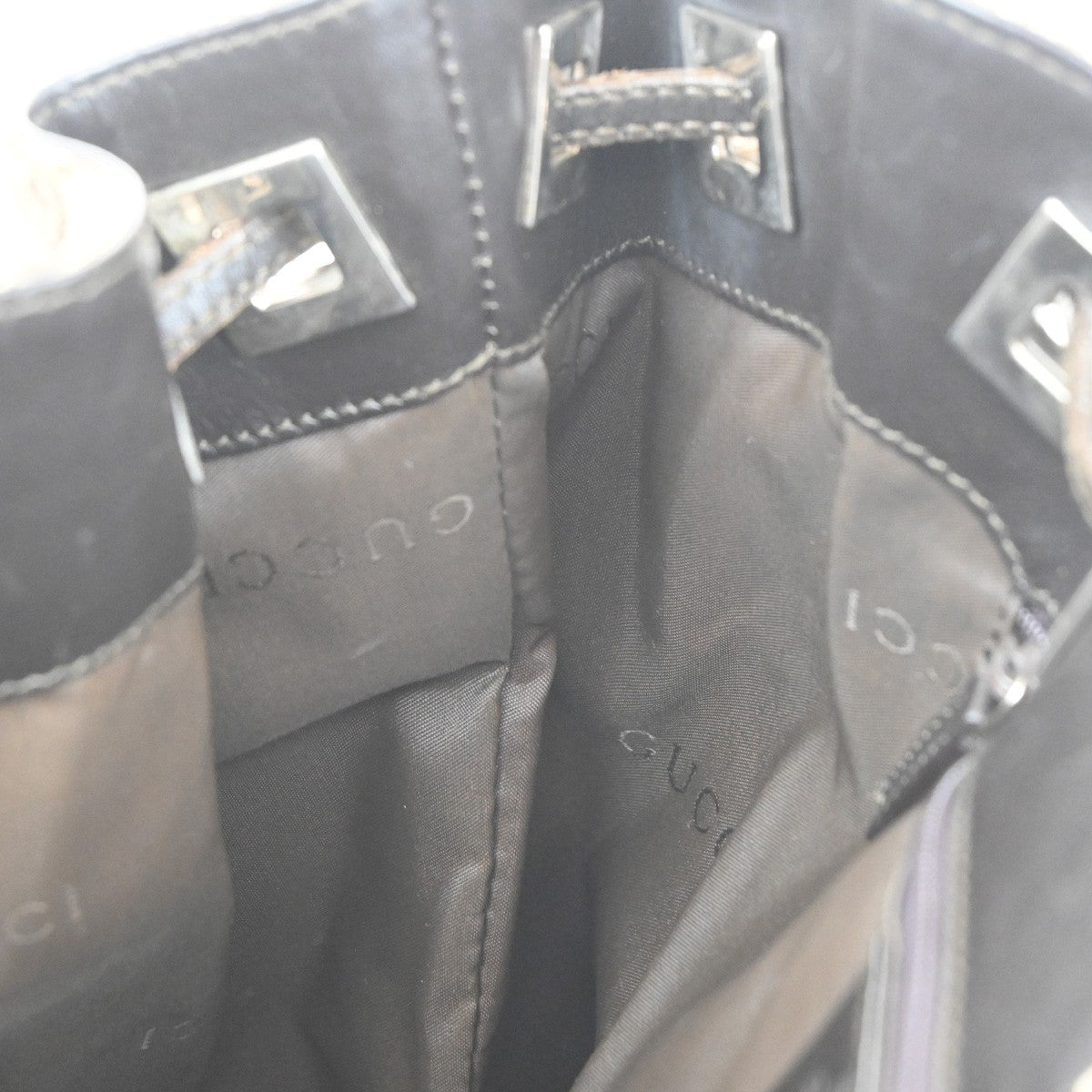 GUCCI GG Logo Backpack Canvas Leather  Brown Italy SHW 35KB706