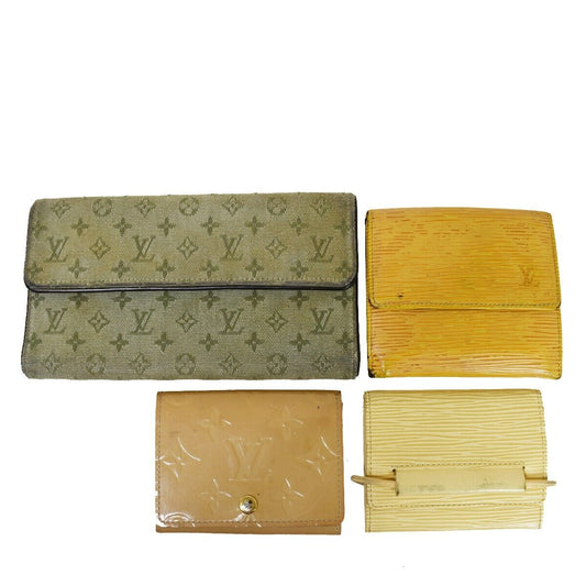 LOUIS VUITTON 4 Set Wallet Card Coin Case Monogram Mini Lin Vernis Epi 68JH586