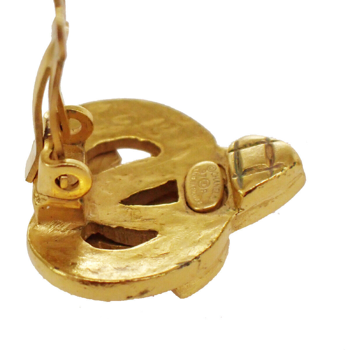 CHANEL CC Logo Button Earrings 97P Clip-On GHW France Accessory Vintage 97RH167