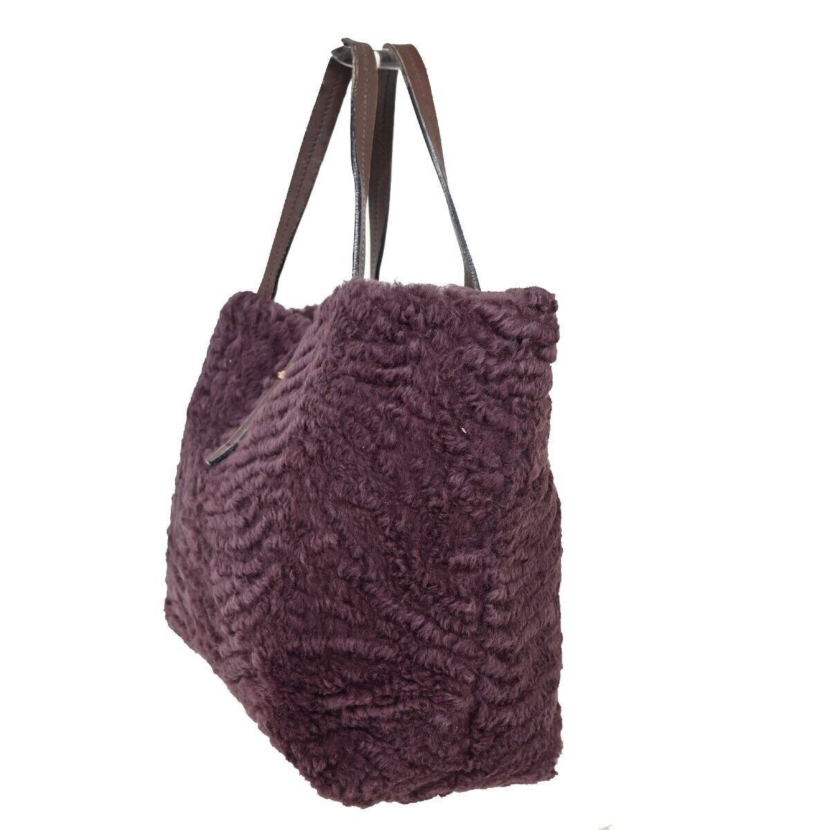SALVATORE FERRAGAMO Logo Gancini Hand Bag Fur Leather Purple GHW Italy 09YD551