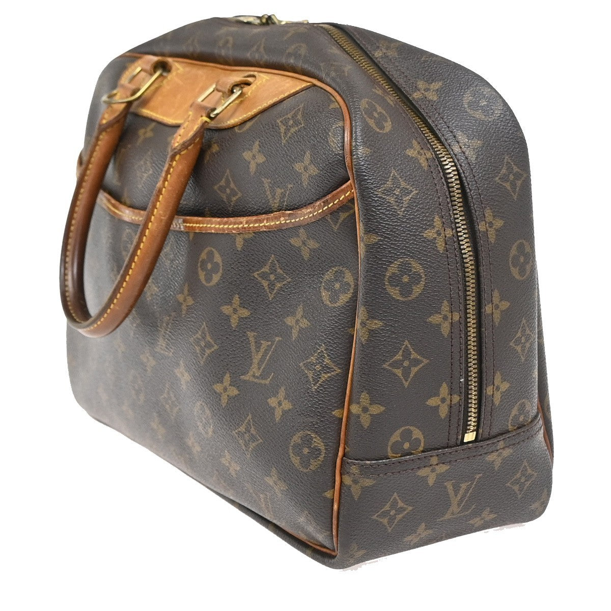 LOUIS VUITTON LV Logo Deauville Hand Bag Monogram Leather Brown M47270 31YH872