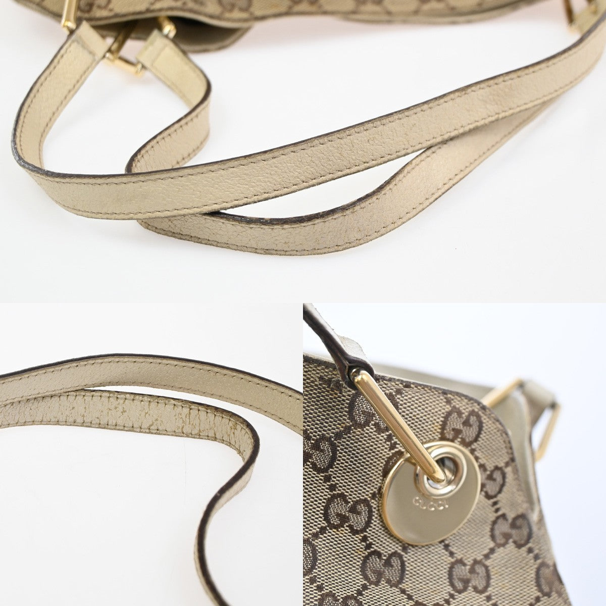 GUCCI GG Pattern Shoulder Tote Bag Canvas Leather Brown GHW Italy 61KC641