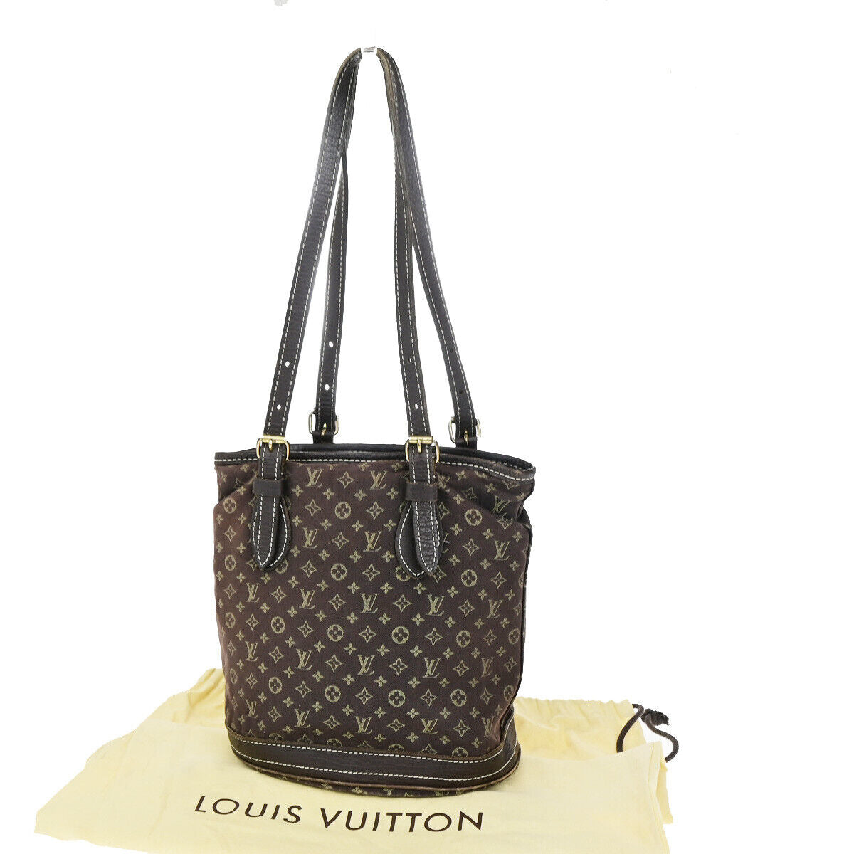 LOUIS VUITTON BUCKET PM Shoulder Tote Bag Monogram Mini Lin Ebene M95226 67YG556