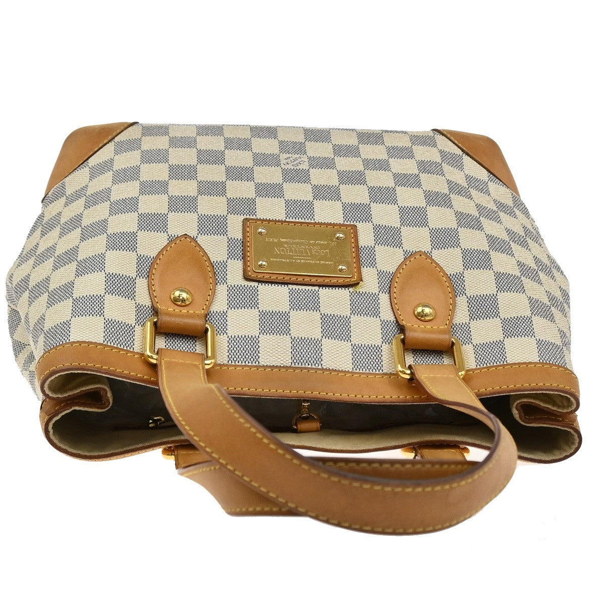 LOUIS VUITTON Hampstead PM Shoulder Bag Damier Azur Leather White N51207 75AA082