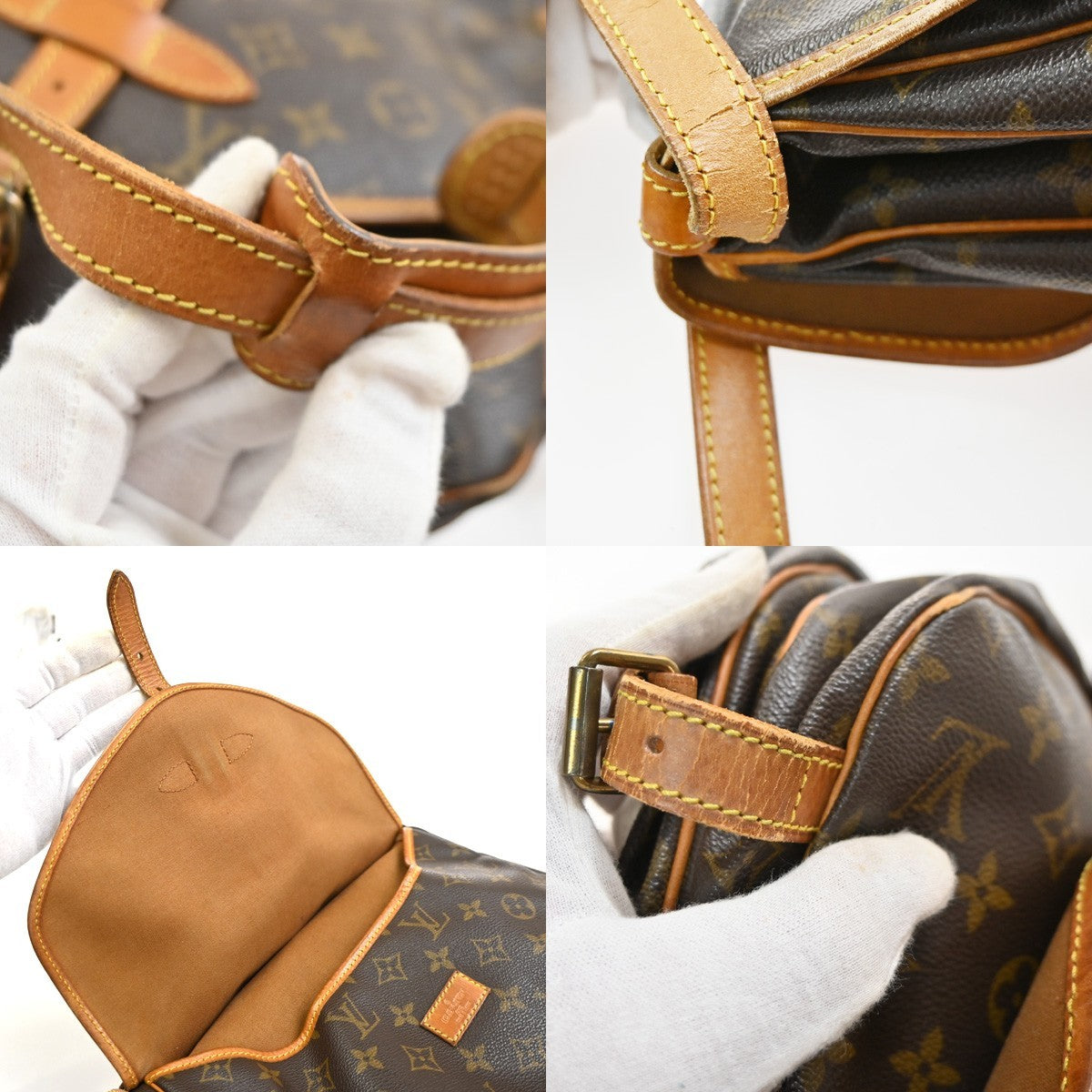 LOUIS VUITTON Logo Saumur 30 Shoulder Bag Monogram Leather Brown M42256 34SA059