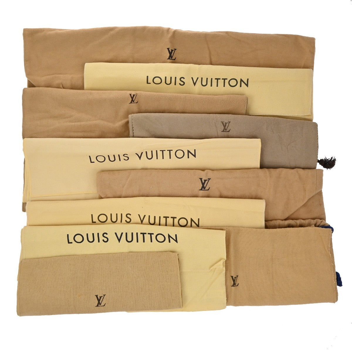 LOUIS VUITTON Logo 10 Set Dust Bag Drawstring Canvas Cotton Beige Brown 09KP179