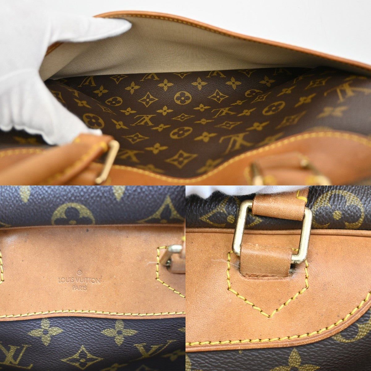 LOUIS VUITTON LV Logo Deauville Hand Bag Monogram Leather Brown M47270 73YH316