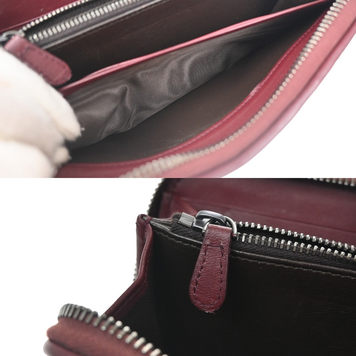BOTTEGA VENETA Intrecciato Long Zip Around Wallet Purse Leather Red 65KB080