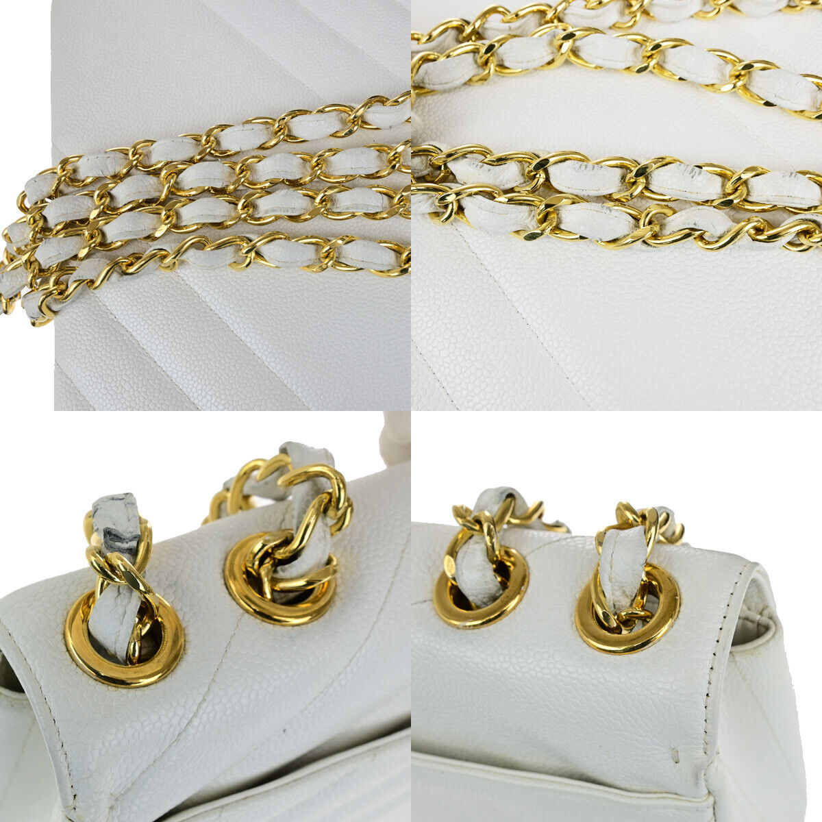 CHANEL CC Bias Stitch 30 Chain Shoulder Bag Grained Calfskin Leather WE 805RK698