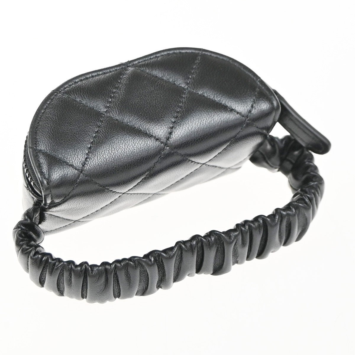CHANEL CC Mini Matelasse Wrist Coin Case Pouch Bag Leather Black GHW 53RP059