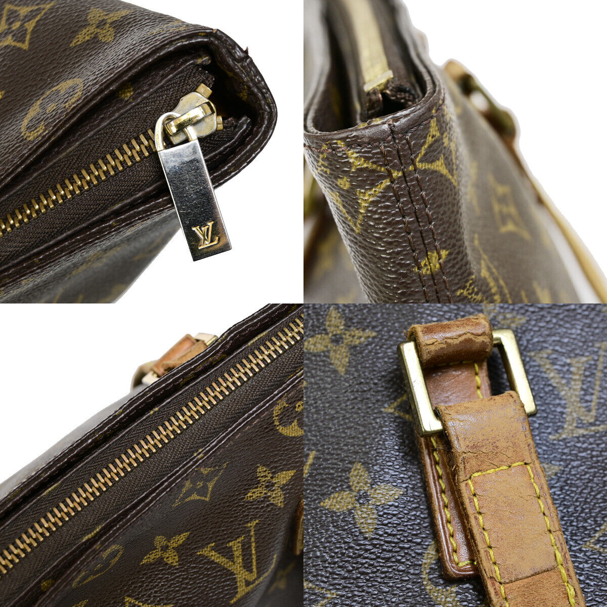 LOUIS VUITTON Cabas Mezzo Shoulder Bag Monogram Leather Brown M51151 31YF519