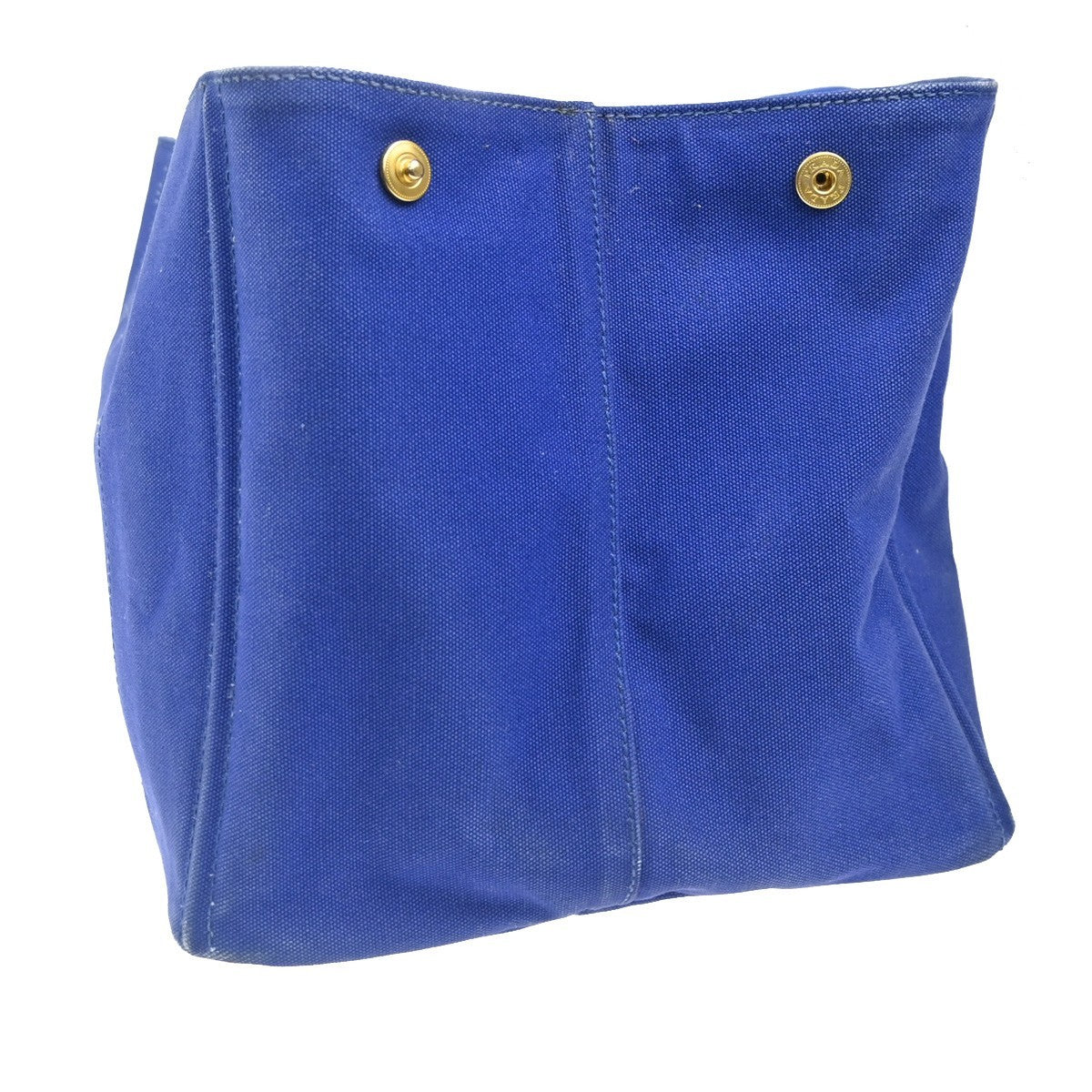 PRADA Logo CANAPA Shoulder Hand Tote Bag Canvas Leather Blue GHW 36KC773