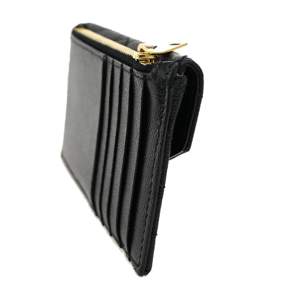 SAINT LAURENT YSL Logo Compact Bifold Wallet Leather Black GHW Italy 87EE549