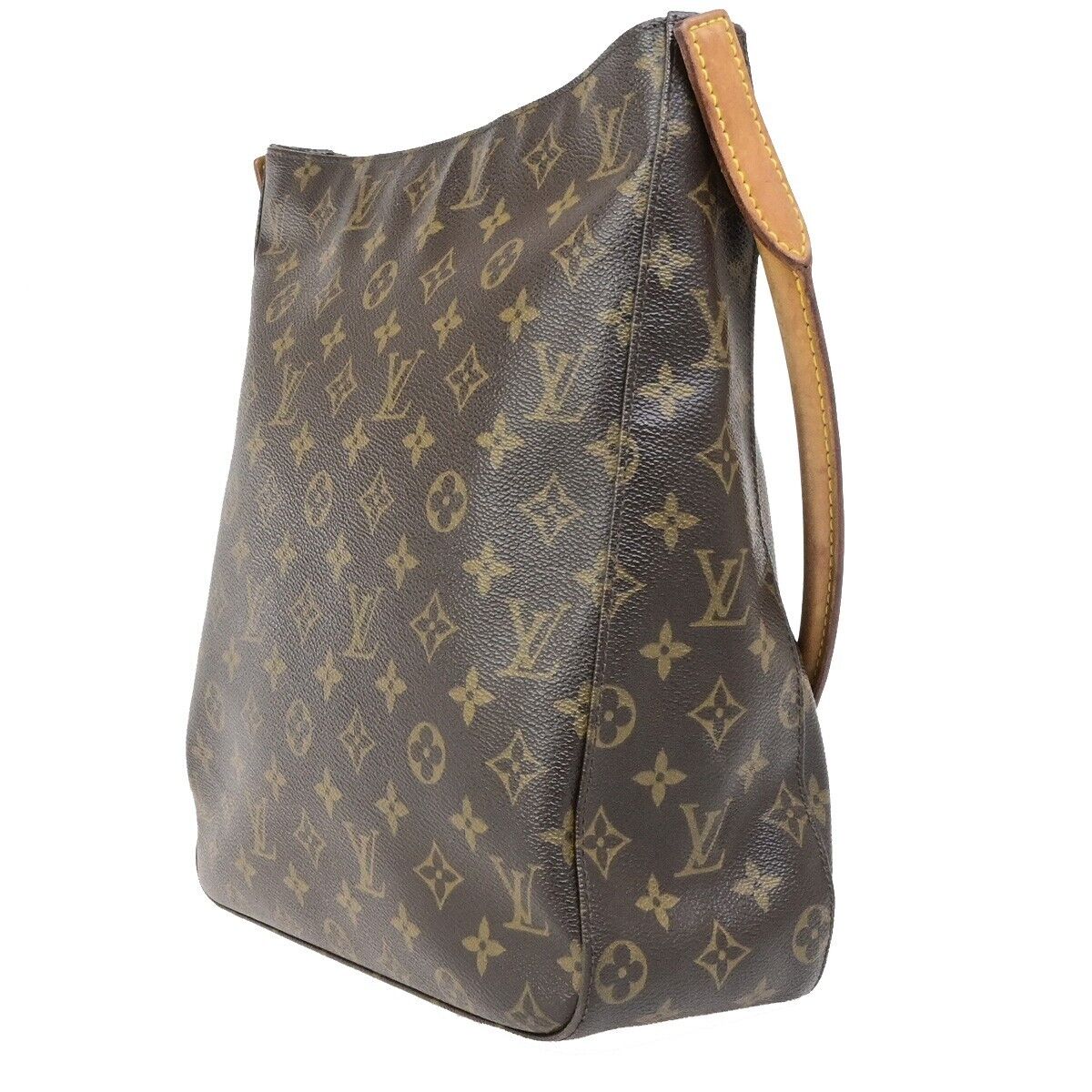 LOUIS VUITTON Logo Looping GM Shoulder Bag Monogram Leather Brown M51145 80ED311