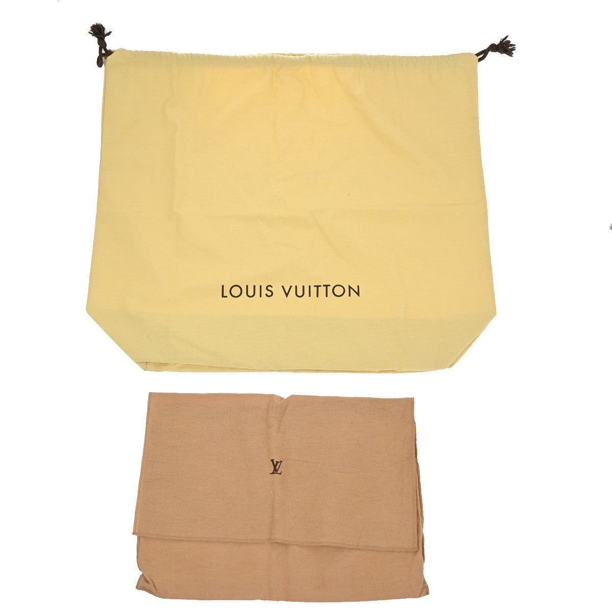 LOUIS VUITTON Logo 10 Set Dust Bag Drawstring Canvas Cotton Beige Brown 09KP042