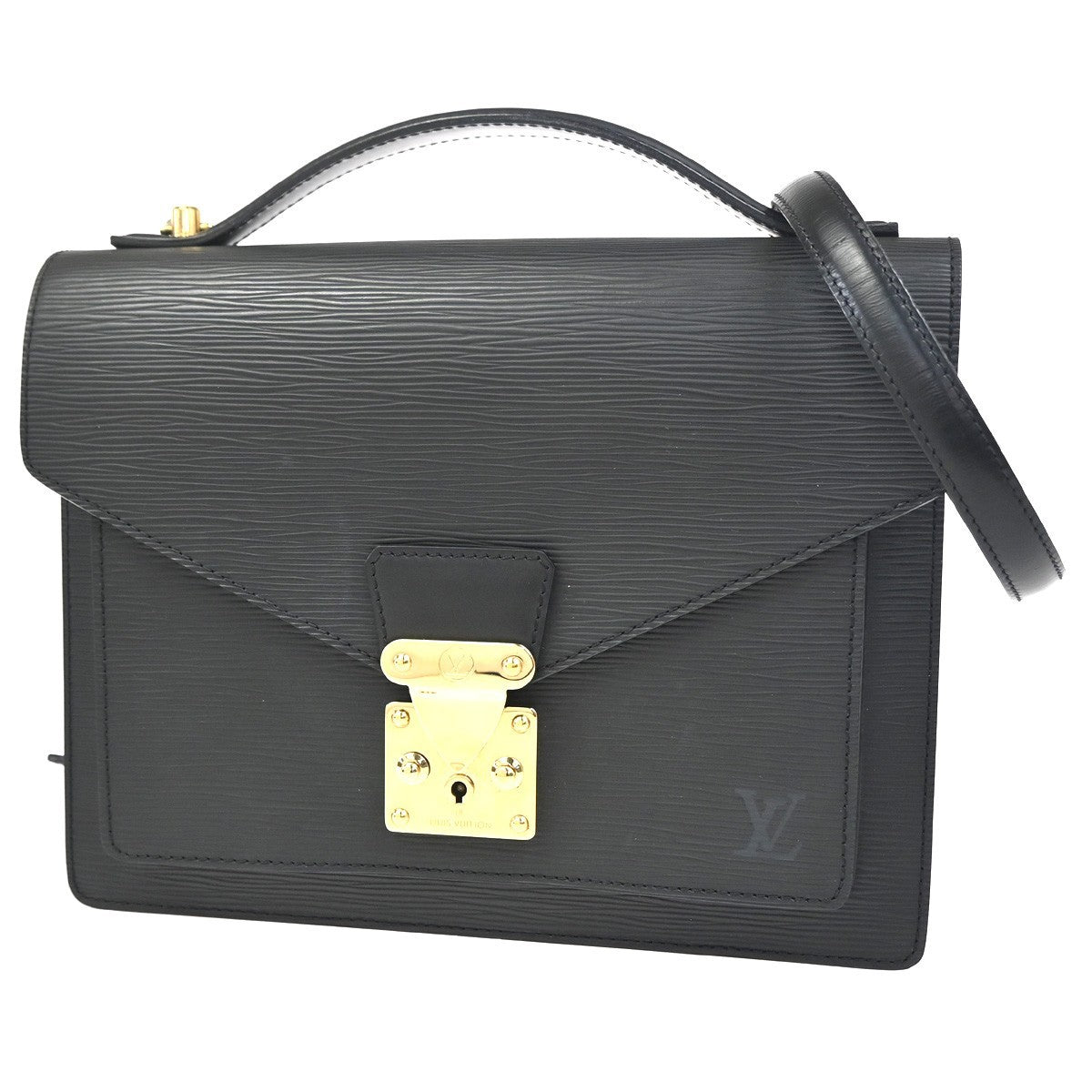 LOUIS VUITTON Monceau 2Way Shoulder Hand Bag Epi Leather Black M52122 12KC767