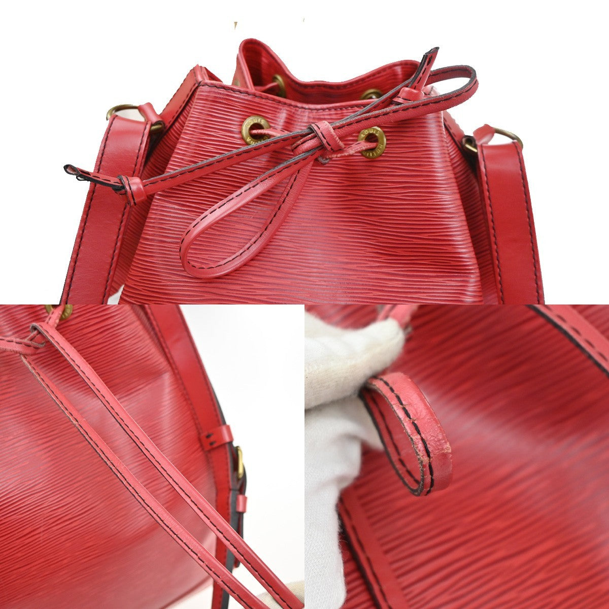 LOUIS VUITTON Noe Drawstring Shoulder Bag Epi Leather Red France M44007 32KD029