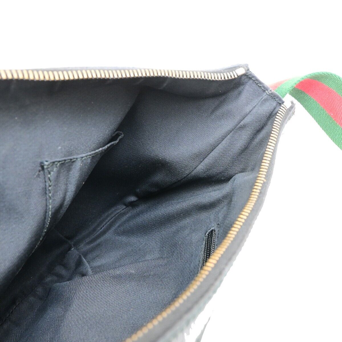 GUCCI Logo GG Pattern Sherry Shoulder Bag Canvas Leather Black Italy 76ED913
