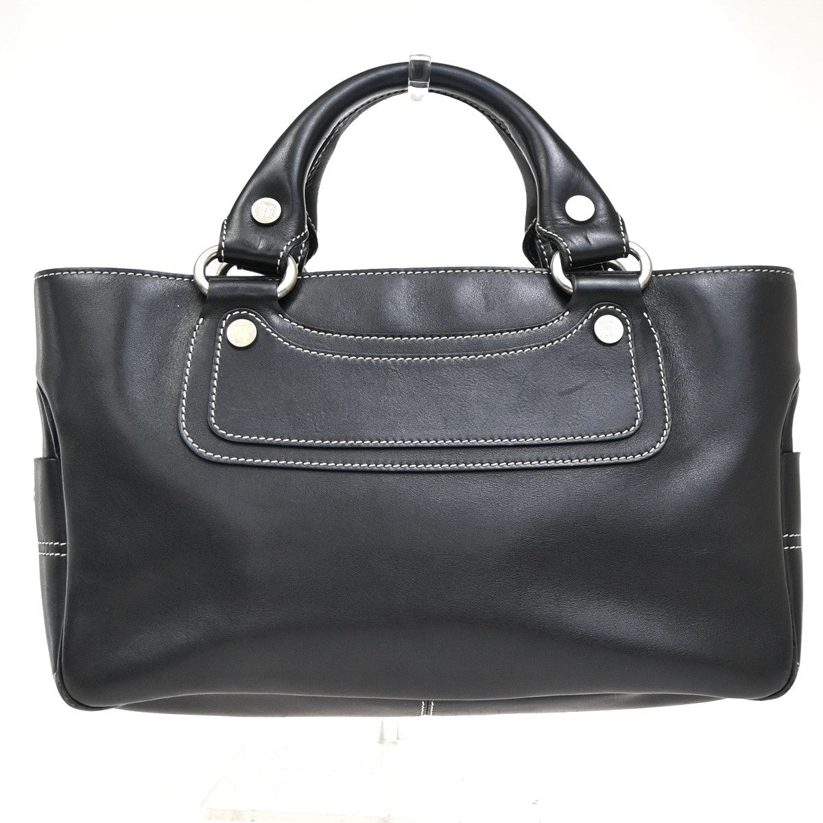 CELINE Logo Boogie Hand Bag Leather Black GHW Italy 80EG378