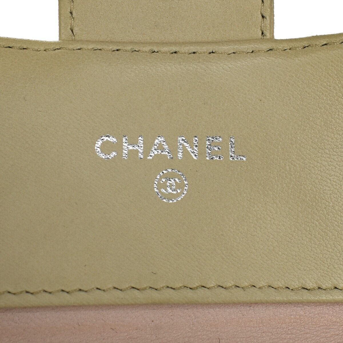 CHANEL CC Logo Matelasse Trifold Wallet Purse Leather Beige SHW France 05GA189