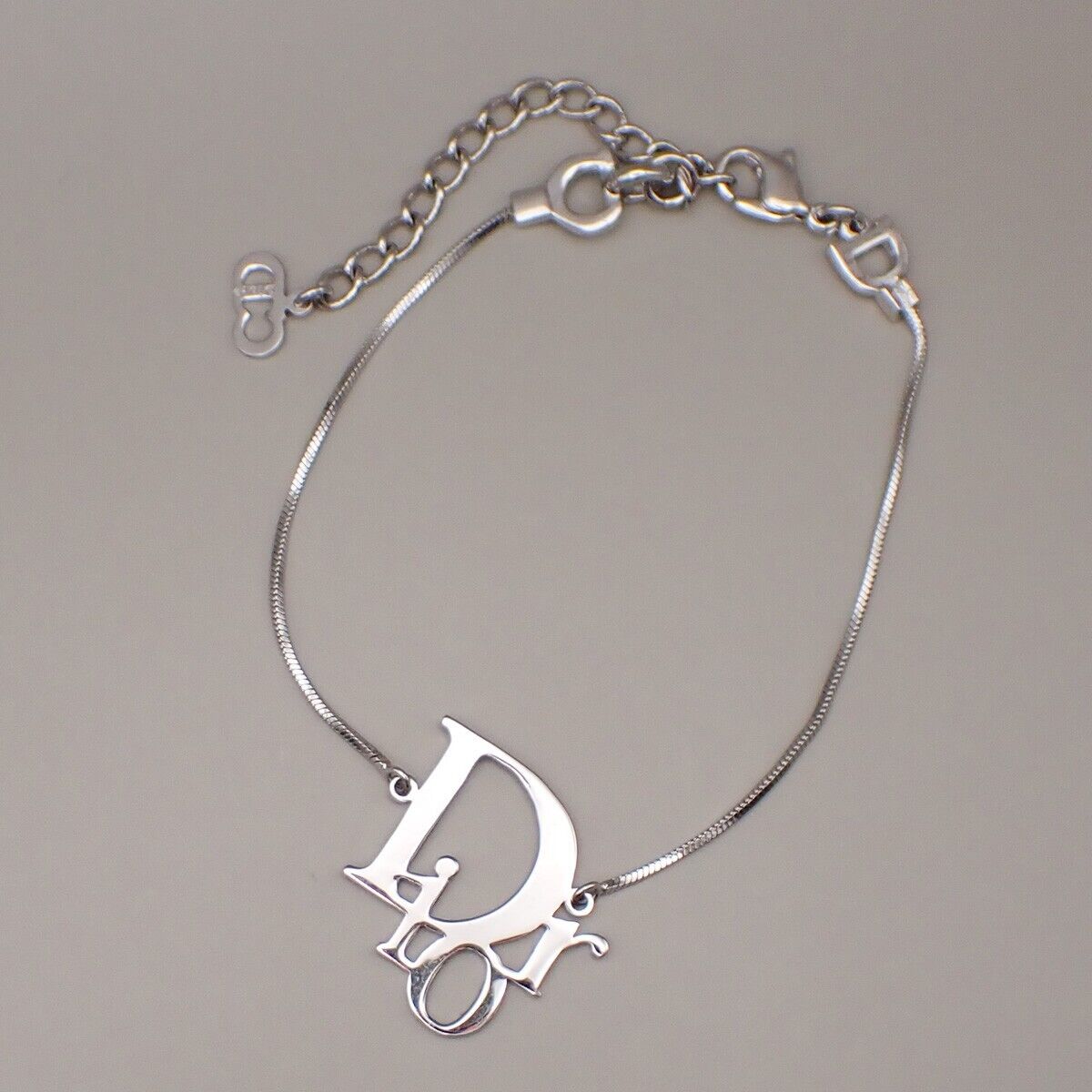 CHRISTIAN DIOR CD Logo Bracelet Bangle Silver Accessory 05YG843