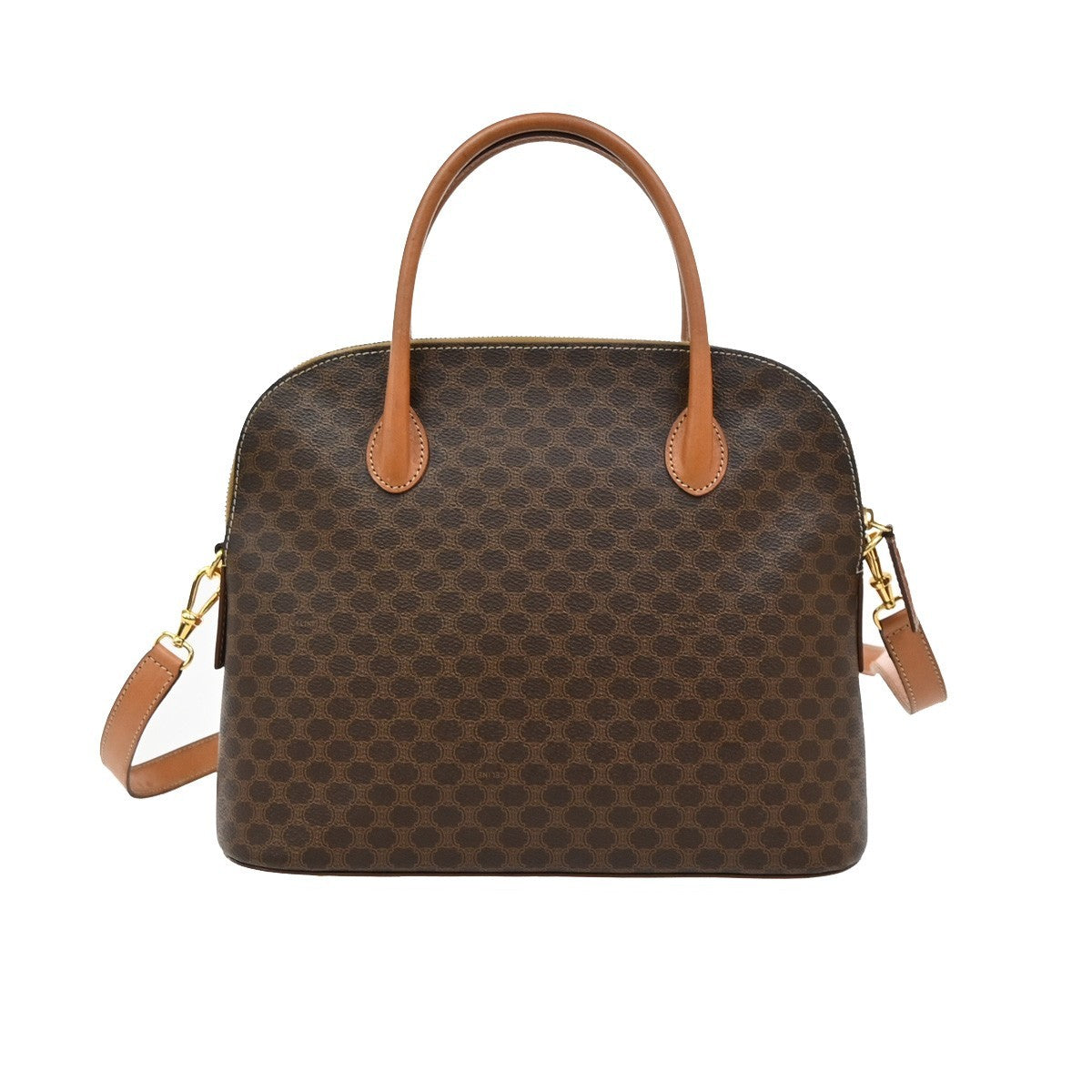 CELINE Macadam Pattern 2Way Shoulder Bag PVC Leather Brown Italy GHW 31TA030
