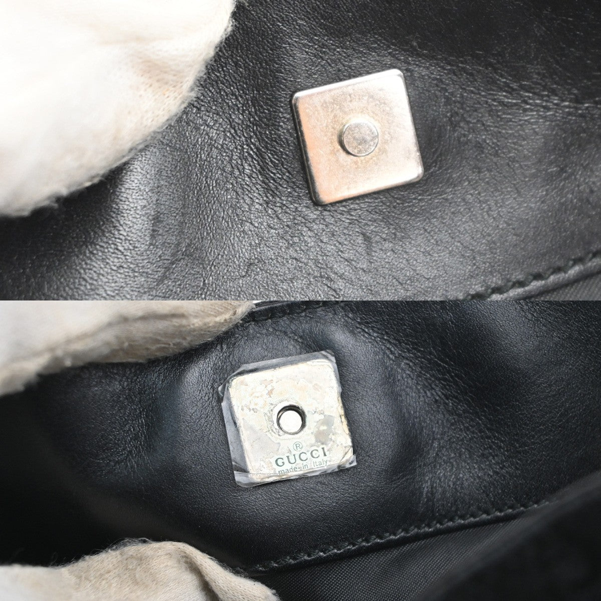 GUCCI GG Pattern Sherry Line Shoulder Bag Canvas Leather Black SHW Italy 32KC939
