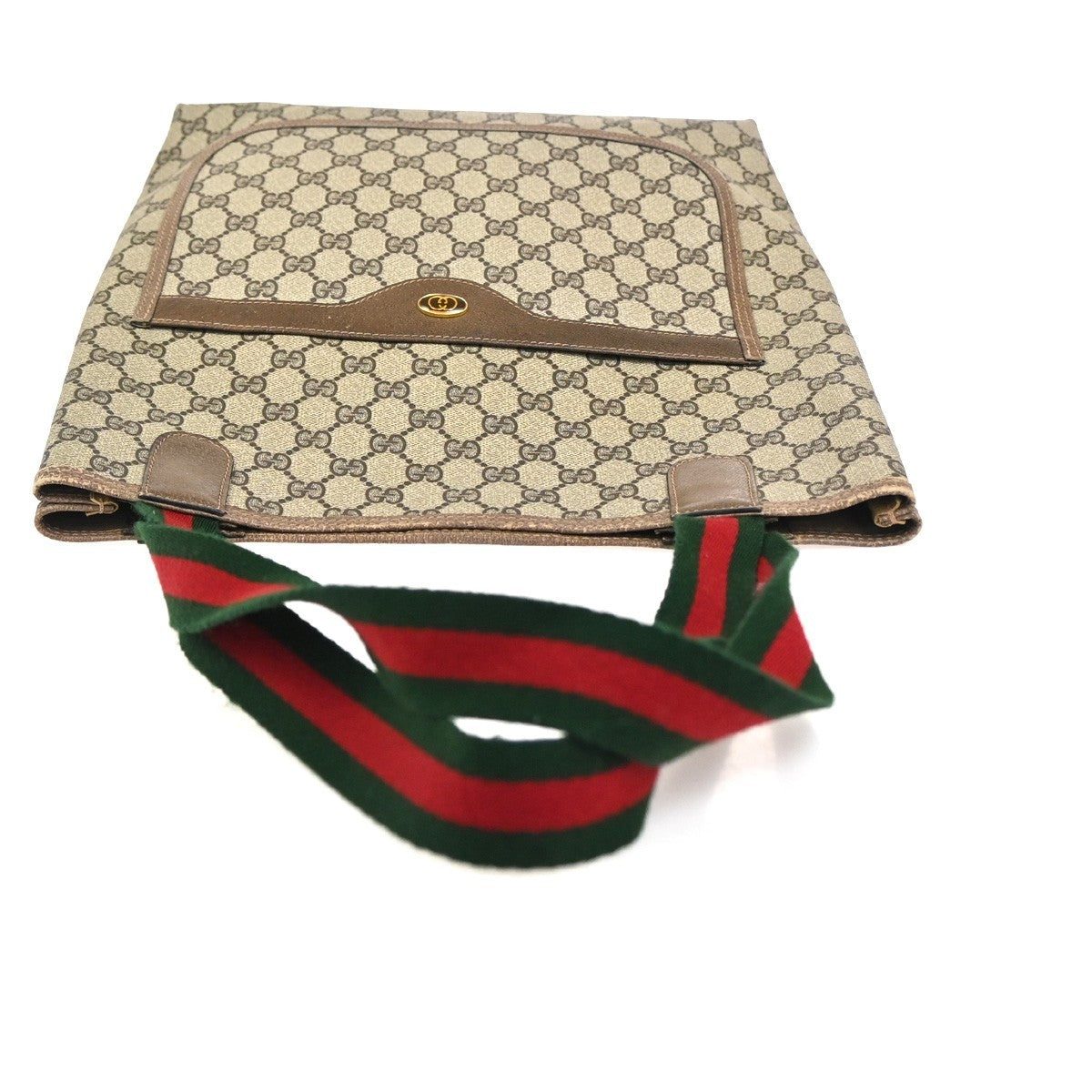 GUCCI Logo Sherry GG Pattern Shoulder Bag PVC Leather Brown Italy 63ZA361