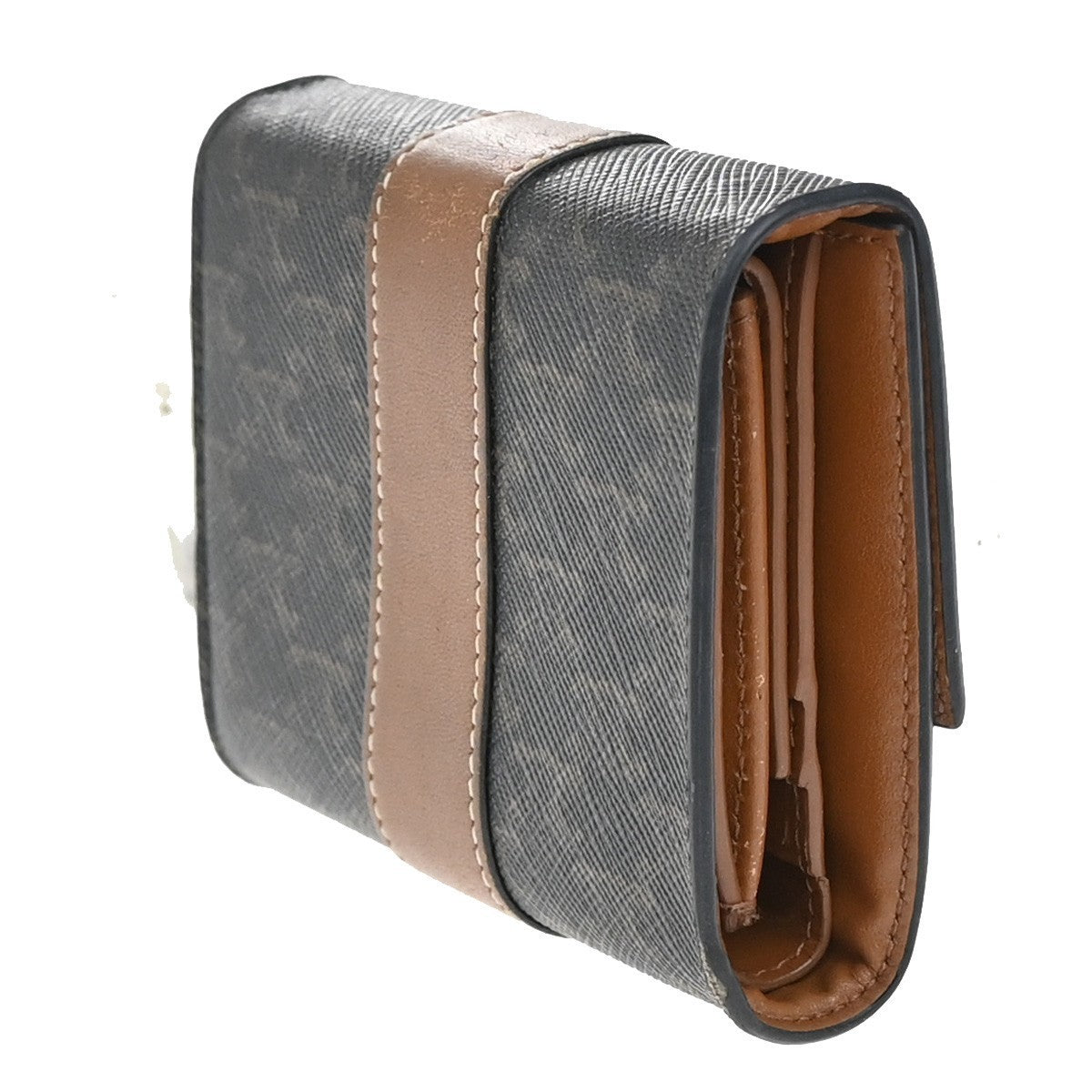 CELINE Logo Triomphe Pattern Bifold Wallet PVC Leather Brown Italy 68KP019