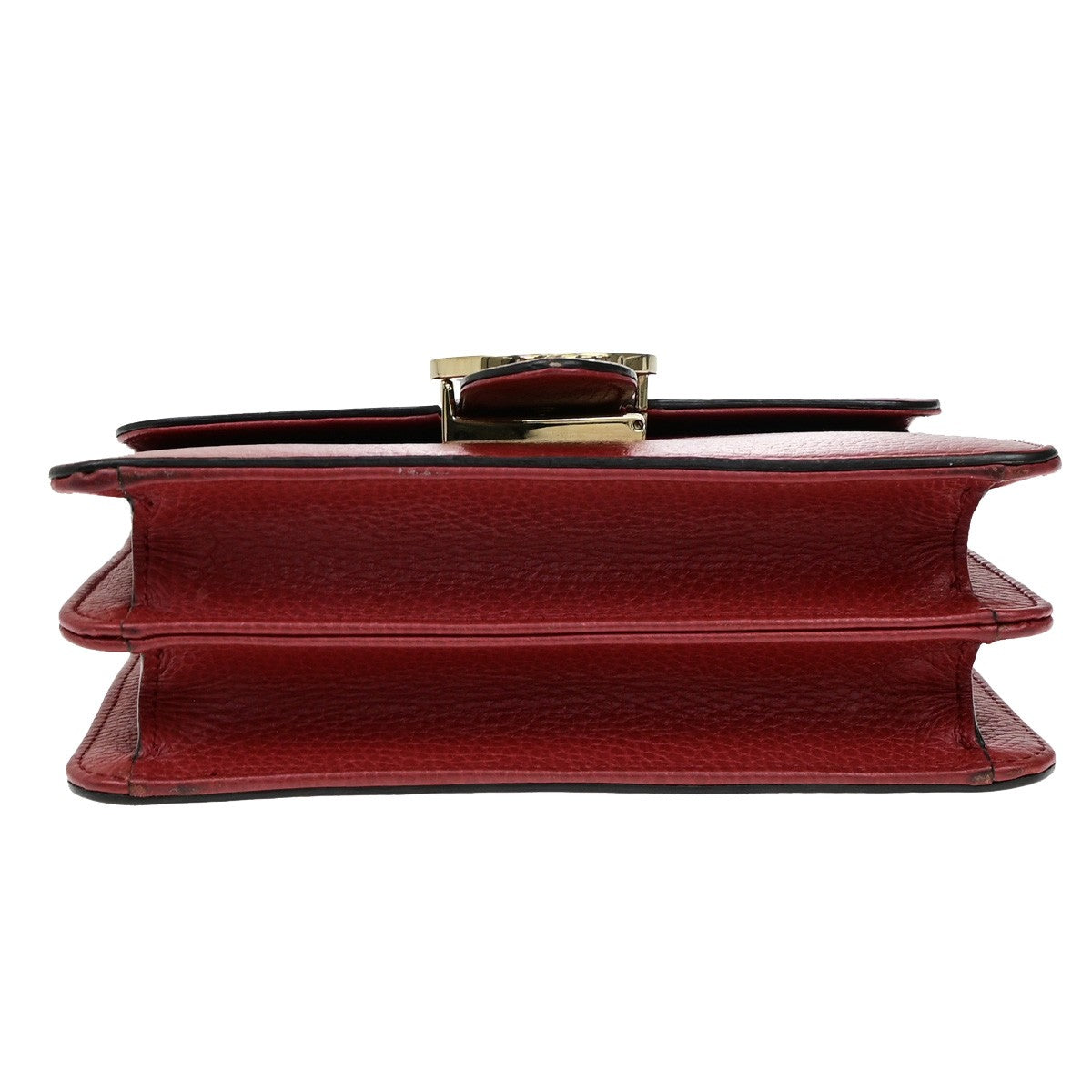 GUCCI Logo Interlocking G Chain Mini Shoulder Bag Leather Red GHW Italy 14YH072