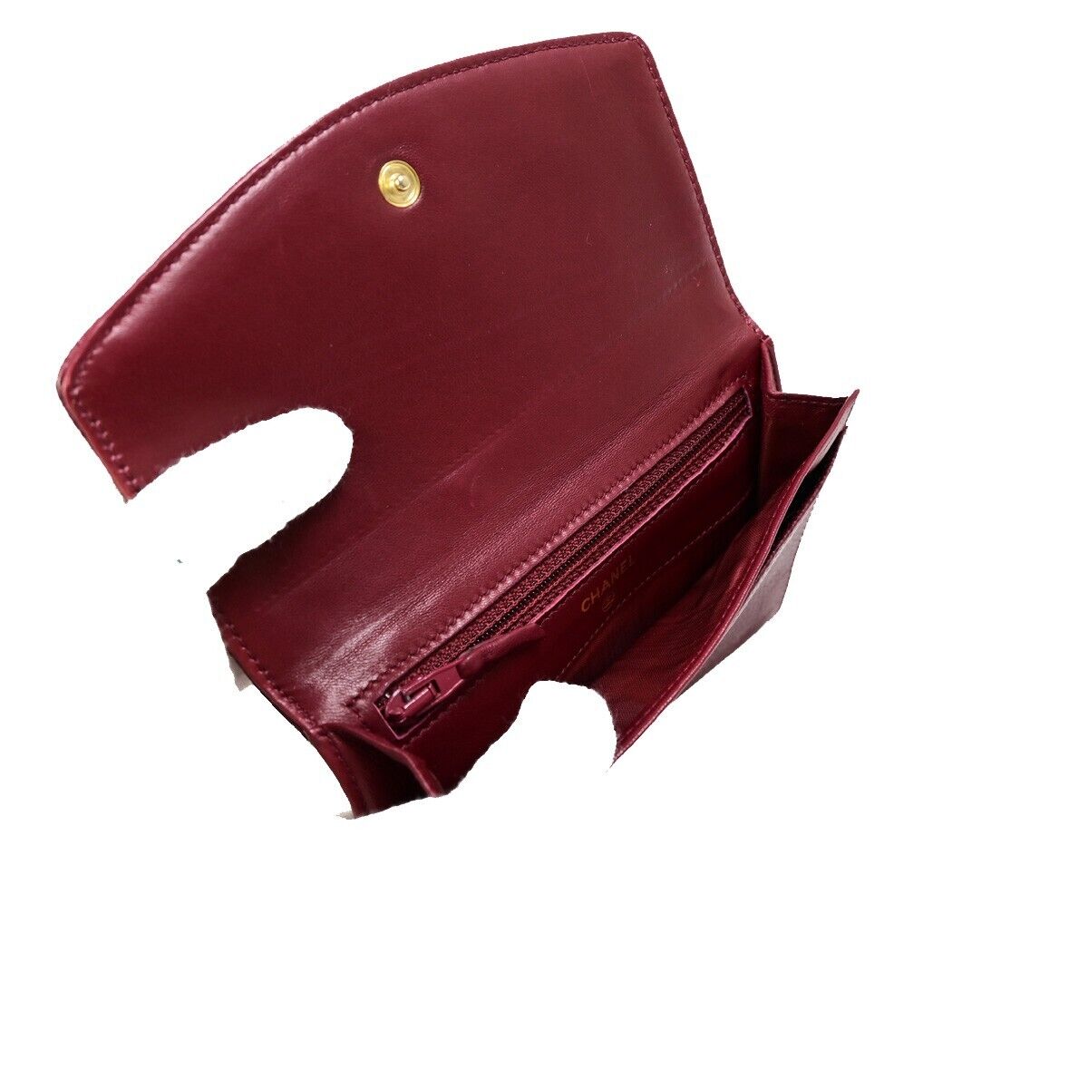 CHANEL CC Bifold Wallet Caviar Skin Leather Bordeaux GHW Italy Vintage 69EB229