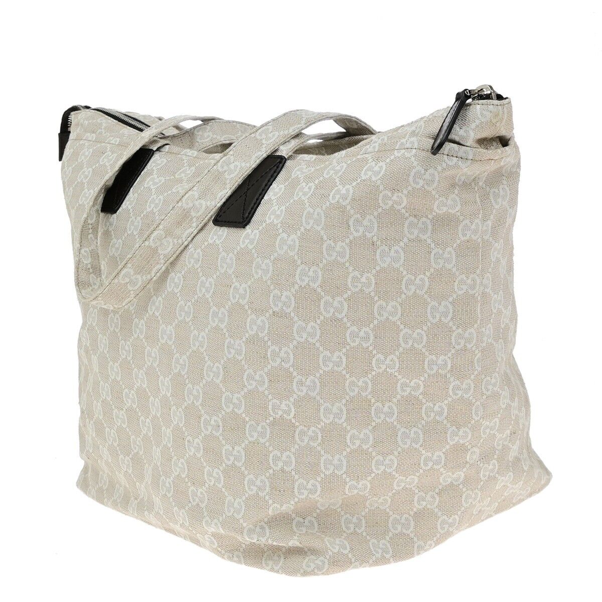 GUCCI Logo GG Pattern Museo Hand Tote Bag Canvas Leather Beige Italy 65EE039