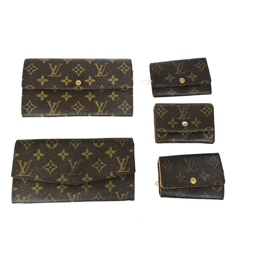 LOUIS VUITTON 5 Set Long Wallet Coin Key Case Monogram Leather Brown 35KA343