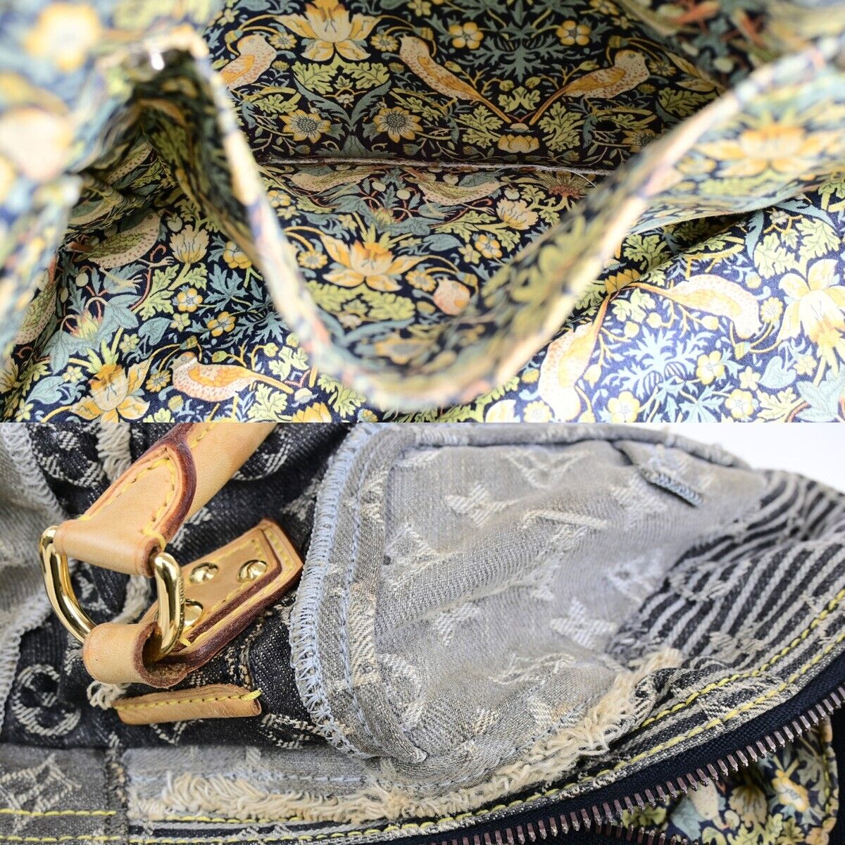 LOUIS VUITTON Bowie Hand Bag Monogram Denim Patchwork Leather GY M95377 621ED351