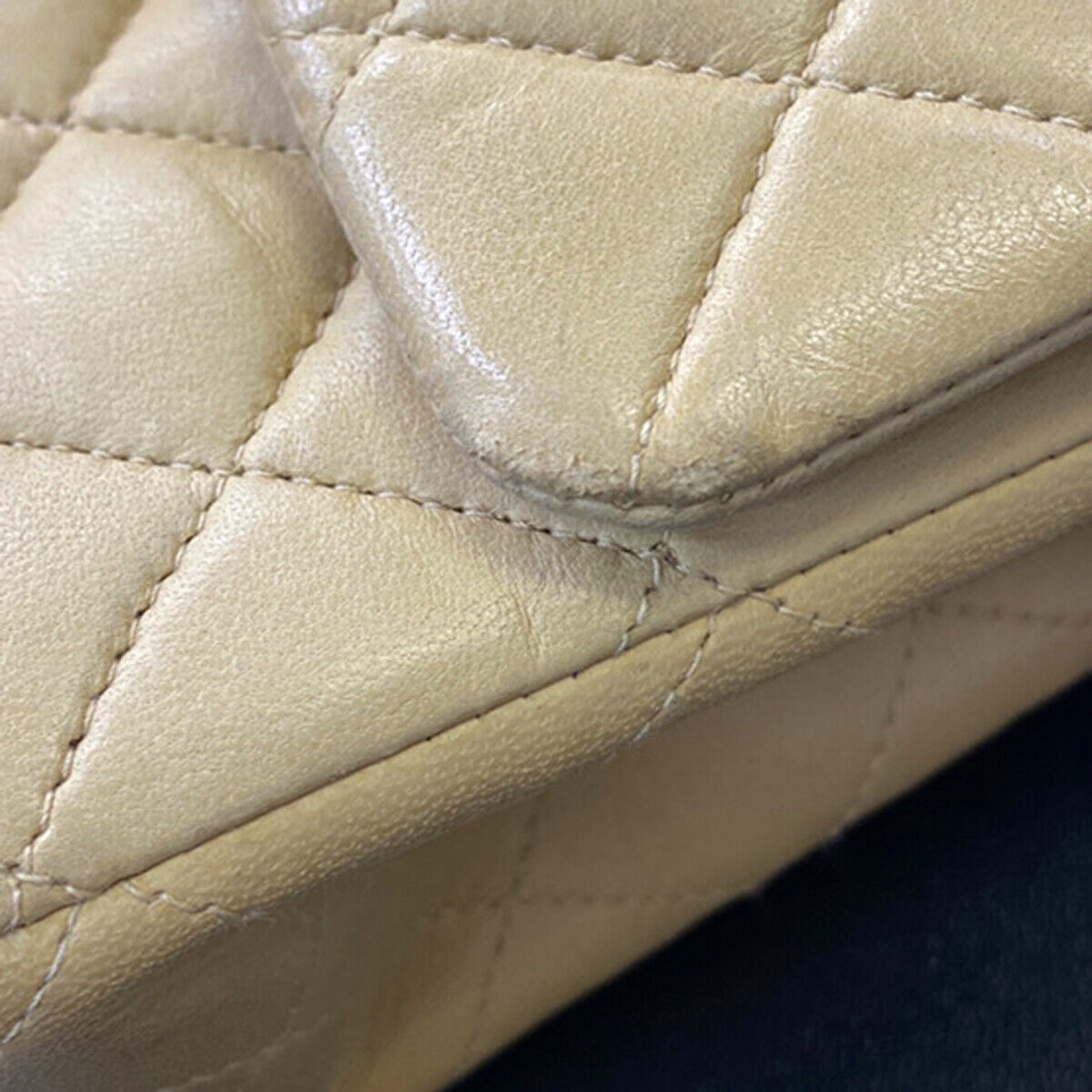 CHANEL CC Matelasse 25 Double Flap Chain Shoulder Bag Leather Beige GHW 652RK742