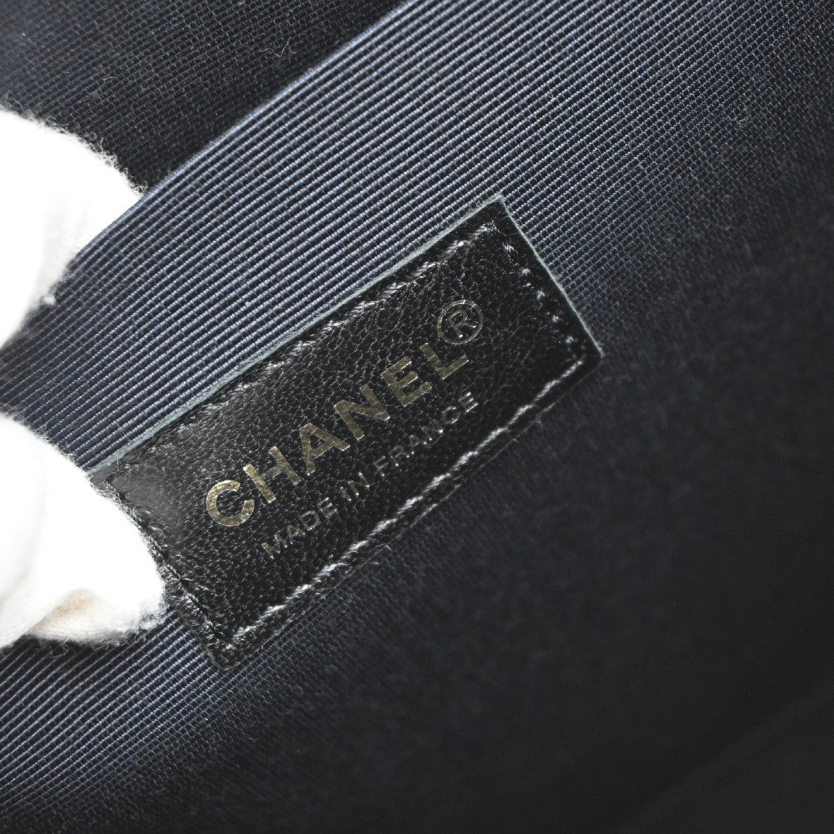 CHANEL Mademoiselle Chocolate Bar Hand Bag Patent Leather Black Red 21RP047