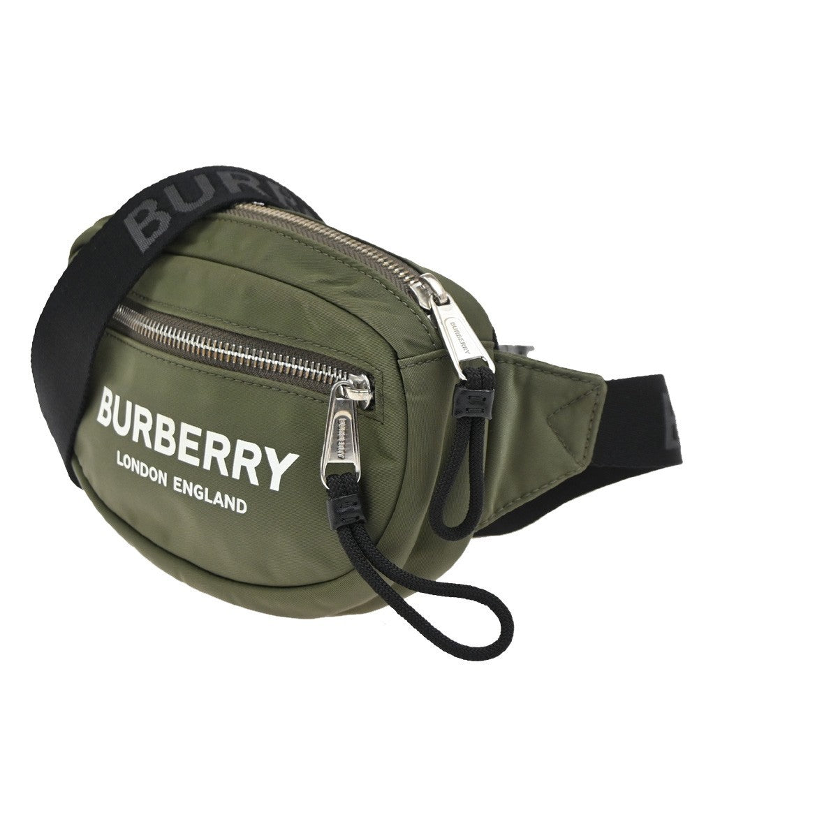 BURBERRY Logo Bum Body Bag Nylon Green SHW 34KB759