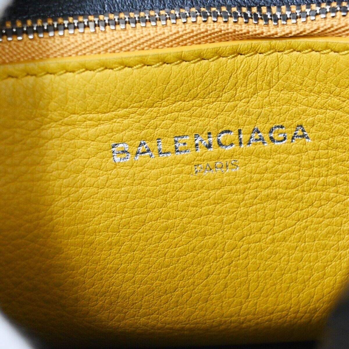BALENCIAGA Logo 2Way Shoulder Hand Bag Leather Yellow Silver 87SH253