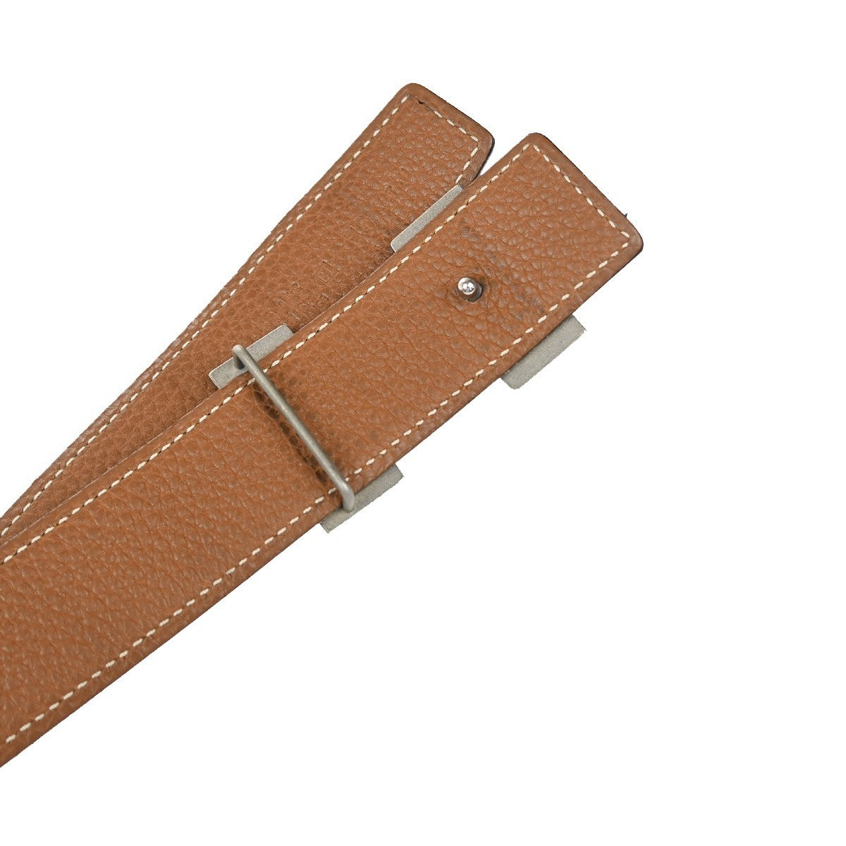 HERMES H Logo Constance Reversible Buckle Belt #75 Leather Black Silver 84RL373