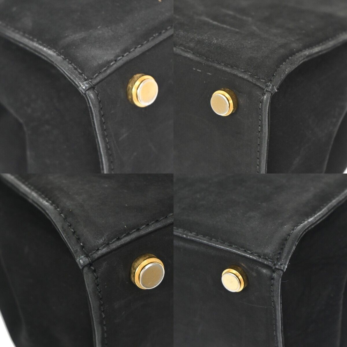 SALVATORE FERRAGAMO Logo Vara 2Way Shouldr Hand Bag Suede Leather Black 64ED395