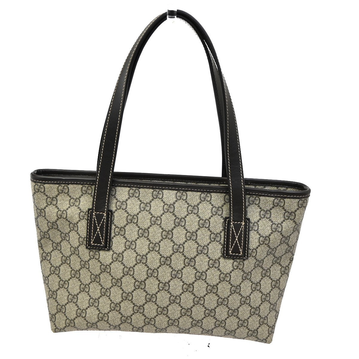 GUCCI Logo GG Pattern Hand Tote Bag Supreme Leather Brown Italy 80TA566