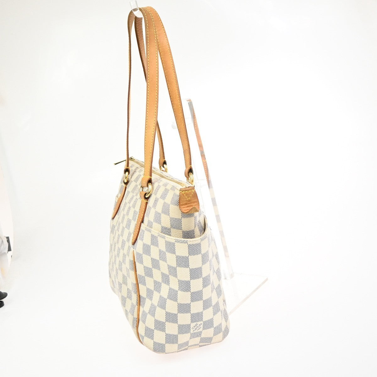 LOUIS VUITTON Totally PM Shoulder Bag Damier Azur Leather White N51261 15KC602